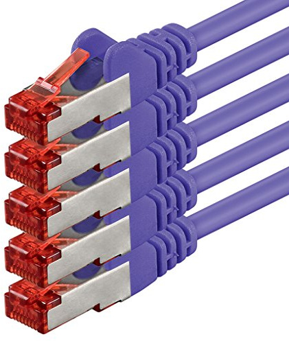 5x 1m - Cat 6 Netzwerk-Kabel Patch-Kabel Cat6 RJ45 SFTP - violett