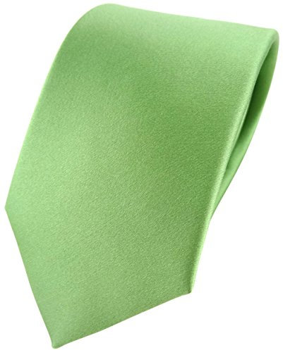 TigerTie Satin Seidenkrawatte in grün hellgrün Uni - Krawatte 100% Seide