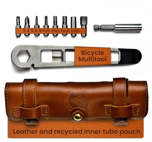 Full Windsor - The Nutter Bicycle Repair Kit – Portable Multi Tool for MTB, Road & Dirt Bikes – Includes Spanner, Magnetic Bit, Tire Levers and Bottle Openers – Compact Brown Case for Bicycle tool kit