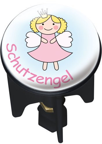 WENKO 20707100 Waschbeckenstöpsel Pluggy Schutzengel Abfluss-Stopfen, Messing, Kunststoff, Durchmesser 3.9 x 6.5-9.5 cm
