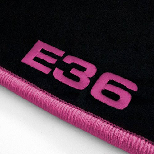 Autoteppich Stylers ATSQ300E36_000120 Passform Velours-Fußmatten mit Bestickung E36 und Rand in Pink