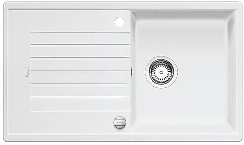 BLANCO ZIA 5 S | Granitspüle aus SILGRANIT weiß | [86x50x20,2 cm] | für 50 cm breite Unterschränke | Reinigungsfreundliche Öberfläche | Großes Becken | reversibel