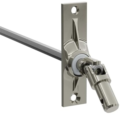 DIWARO.® | Rolladen Gelenklager G006, 45 Grad Umlenkung, Grundplatte 22 x 85 mm mit 2 Befestigungslöcher, Kurbelzapfen Anschluss 11,9 mm, Antrieb zum Rolladengetriebe 7 mm Sechskant.