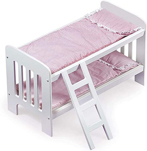 Badger Basket Wooden Doll Bunk Bed with Bedding & Ladder - White/Pink