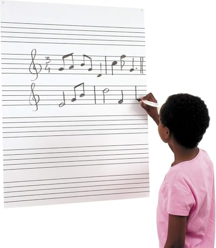 Fuzeau - Trocken abwischbare Musiktafel – Format 86 x 59,5 cm – 6 bedruckte Bereiche – Rückseite blanko – harte und leichte Oberfläche – pädagogische Wandhalterung für Musik – Ref.7534