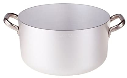 Pentole Agnelli ALMA10440 Casseruola Alta con Maniglie, Alluminio, Argento, 40 cm