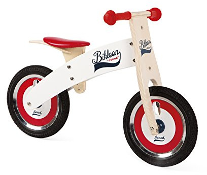 Janod Bikloon Bicicleta sin Pedales de Madera, Rojo y Blanco (J03266)