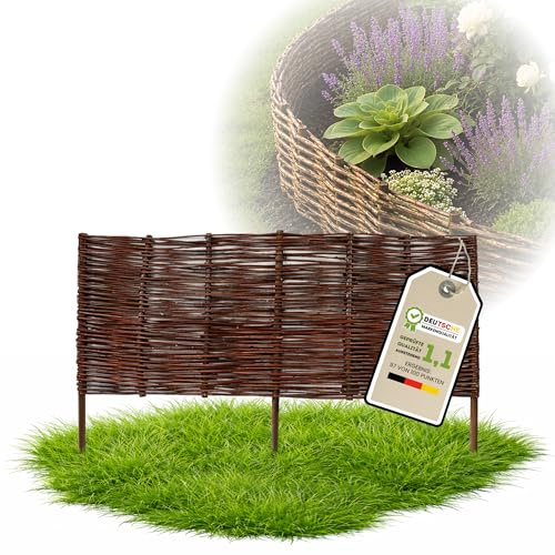 Floranica 1 Stück Beetbegrenzung Weide 40 cm x 100 cm – Rasenkante Weidengeflecht Beeteinfassung, Beetumrandung