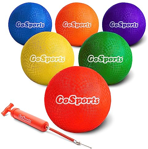 GoSports 8.5 inch Playground Ball (Set of 6) with Carry Bag and Pump - Classic