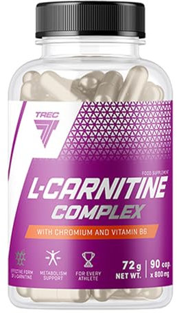 TREC Nutrition L-CARNITINE Complex - 90 Capsules - L-Carnitine for Enhanced Stamina, Weight Loss, and Endurance Boost - Vitamin B6