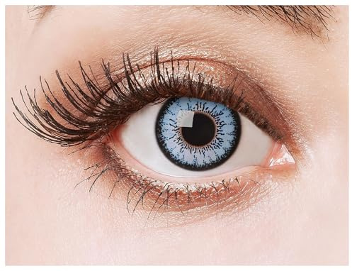 aricona Kontaktlinsen - Türkis blaue Jahreslinsen ohne Stärke - Farbige Manga Cosplay Kontaktlinsen blau ohne Stärke, 2 Stück