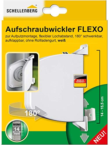 Schellenberg 50153 Avvolgitore a vite Flexo Mini, bianco, Interasse fori 14-15,5 cm
