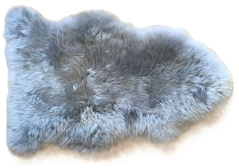 Premium Lammfell Schaffell von LANABEST. Echtes Fell mit ganz zarter Wolle. Kuschelfell, geruchsarm, schadstoffarm und chromfrei. Geschenkqualität. Länge ca. 95cm (grau, hellgrau)
