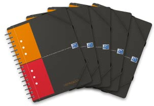 Oxford Meetingbook International A5, kariert 160 Seiten, mit Gummizugmappe und 3 Einschlagklappen, 5 Stück