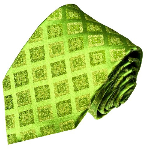 Lorenzo Cana - Original Marken Krawatte aus 100% Seide - Gruen Hellgruen Lindengruen Karo Ton in Ton - 84059