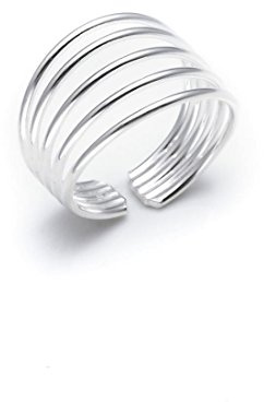 Silverly 925 massiva silver tåringar för kvinnor – midi-rosa tåring – sterling silverring kvinnor – polerad fem band justerbar ring – tonårsflickor gåvor – smycken, Sterlingsilver, Ingen ädelsten