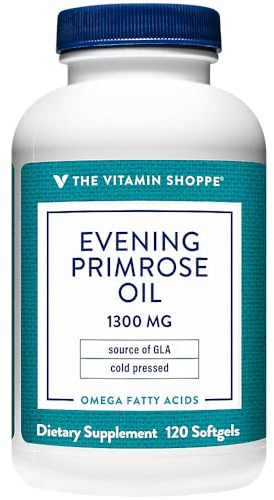 The Vitamin Shoppe Evening Primrose Oil 500mg - GLA Omega-6 | Women's Hormonal Balance | 120 Softgels | Cold-Pressed