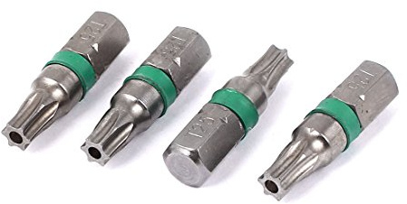 sourcing map Queue hexagonale 1/4 Clé Torx T25 Tournevis sécurité gris 25 mm longue 4 pc.