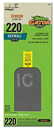 Gator Drywall Sanding Screen Mesh, 220 Grit, 25-Pack