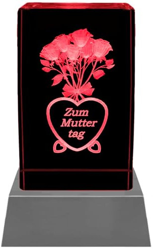 Kaltner Präsente Stimmungslicht – Ein ganz besonderes Muttertagsgeschenk: LED Kerze/Kristall Glasblock / 3D-Laser-Gravur Zum Muttertag/Geschenke für Mama