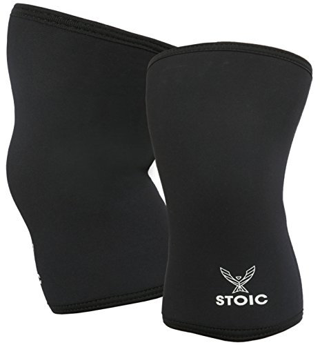 Rendimiento 7 mm rodilla mangas para levantamiento de potencia, culturismo, levantamiento de peso – Calidad profesional y Ultra resistente (par) por evolutionize, XX-Large (42.5-45 CM), Negro