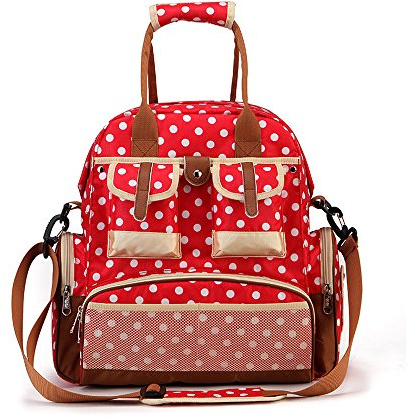 Cheerlife Multifunctional Wickeltasche Windeltasche Pflegetasche Mutter Handtasche Rucksack Umhängetasche Babytasche (Rot)
