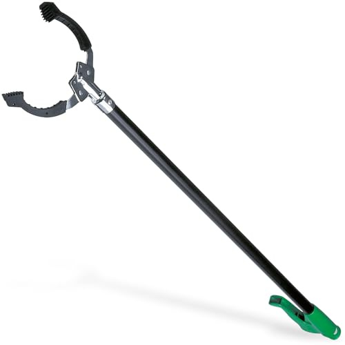 UNGER NiftyNabber Pro Müllzange (97 cm lang, Allzweckgreifer, Stahlrohr, Abfallgreifer, Öffnungsmaß Klauen 15 cm) NN900