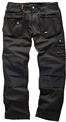 Scruffs Worker Plus - Pantalón de trabajo con bolsillos laterales para hombre, color Negro, talla 46S