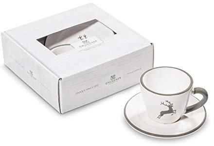 GMUNDNER KERAMIK Espresso for you Gourmet Geschirrset grauer Hirsch Geschirr, handgemacht in Österreich