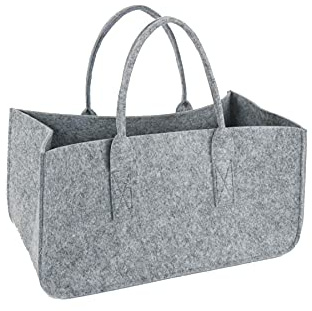 Close Up Filztasche Kaminholztasche Filzkorb Korb Kaminholzkorb Filz Zeitungsständer Zeitungskorb, ca. 50 x 25 x 25 cm (Hellgrau)