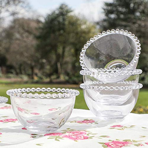 Set of Four Clear Glass Beaded Edge Dessert Bowls Alfresco Dining Tableware | Glass Crockery, Beaded Edge, Bella Perle, Dessert Bowl, Alfresco Tableware, Hand Wash