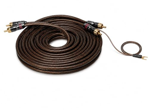 Sinuslive CX-50 Premium Cinchkabel 5m – 2-Kanal RCA Kabel mit 24K vergoldeten Steckern, 4-fach geschirmtes Car Audio Kabel mit 40cm verlängerter Remoteleitung