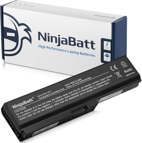 NinjaBatt Akku für Toshiba PA3817U-1BRS L750 L670 L755 C660 PABAS228 L650 C670 C660D L750D A660 L655 C650 P750 PA3817U-1BAS L755D PA3819U-1BRS A665 L775 - Hohe Leistung [6 Zellens/4400mAh/48Wh]