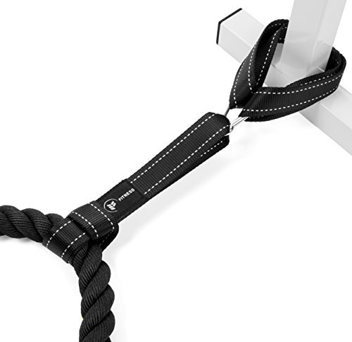 Battle Rope Anchor Strap Kit | Heavy Duty Reinforced Nylon | Easy and Fast Setup | Stops Rope Damage | Stainless Steel Carabiner | Includes Exercise Guide