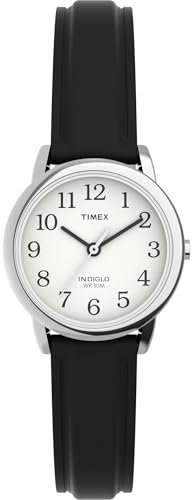 Timex Ladies Watch with White Dial and Black Leather Strap - T20441D7