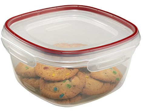 Rubbermaid FBA Lock-Its Square Food Storage Container with Easy Find Lid, 14 Cup, Racer Red 1778081, Plastic, 3.3 liters