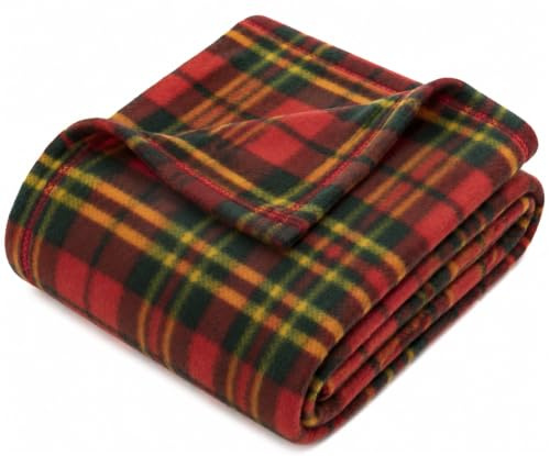 Adore Home Weicher und Warmer bedruckter Fleecedecke für Sofa Bett Reisedecke für Autofahrten -200x240cm, Rot Check