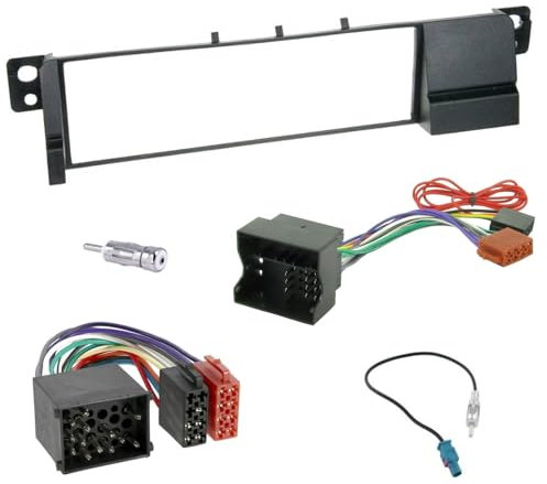 Sound-way 2 DIN Autoradio RadioRahmen RadioBlende, ISO Kabel, Schlüssel, Antenneadapter kompatibel mit BMW 3er E46, E36