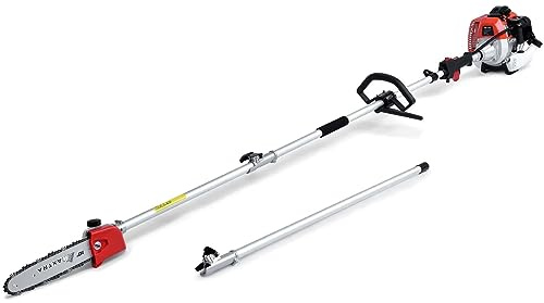 MAXTRA Pole Saw Gas Powered, 16-Foot Reach 42.7CC 2-Cycle 10-Inch Bar Cordless Extendable Long Trimmer Power Gasoline Chainsaw For Tree Hedge Trimming Bush Pruning, Regular Saw Head