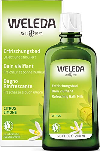 WELEDA Bio Citrus Erfrischungsbad, Naturkosmetik Bio Badezusatz erfrischt und entspannt Körper und Geist mit ätherischen Citrusölen, Bade Essenz mit angenehmem Zitrus Duft (1 x 200 ml)