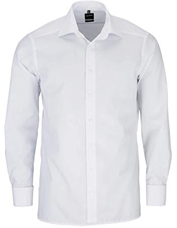 OLYMP Luxor modern passform skjorta långärmad med New Kent krage poplin vit, Vit, 42