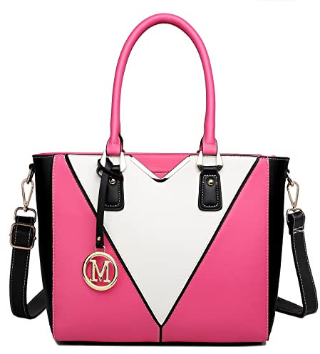 Miss Lulu Leder-Optik, V-Form, Schulter-Handtasche, leicht, mittelgroß, für Damen, pflaume, L, Klassisch