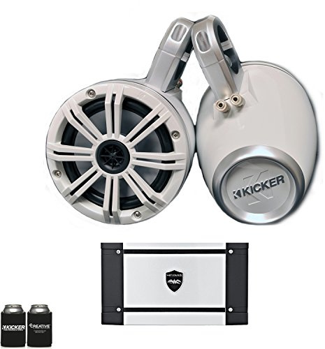 KICKER Marine Wake Tower System w/White 6.5 Speakers, Wet Sounds HT-4 400 Watt Marine Amp