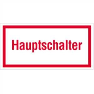 Schild Hauptschalter Aluminium 10 x 20cm (Hinweisschild, Schalter) praxisbewährt, wetterfest