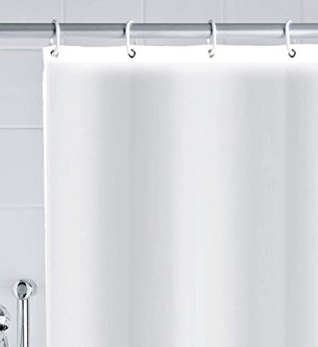Hayrets Weißer Duschvorhang extra Breit 200x260 Überlänge für Badewanne und Dusche im Badezimmer, Badvorhang Anti-Schimmel und Wasserdicht aus Stoff 100% Polyester, Waschbar mit Vorhangringen