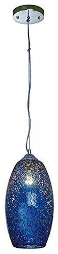 Dapo PAT Glas-Pendel-Decken-Leuchte-Lampe Mosaik-Glas blau handgearbeitet E27x1 nicht ink. Wohn-Ess-Schlaf-Zimmer-Küchen-Leuchte-Lampe