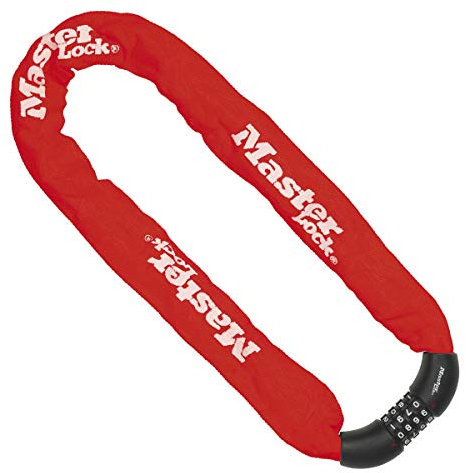 Master Lock Bike Chain Lock, Combination Lock, 90 cm Chain, Red 8392EURDPROCOLR - Use with Electric, Mountain, Road, Folding Bikes