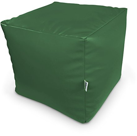 Natalia Spzoo Sitzwürfel aus Kunstleder 33×33×33 cm – Leichter Sitzhocker/Fußhocker, Sitzwürfel für Kinder & Erwachsene, wasserabweisend, mit Reißverschluss, Füllung Styroporkügelchen (Grün)