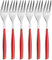 BUGATTI, Glamour, Set 6 Forchettine da Dolce in Acciaio Inox 18/10, Confezionato in Scatola Regalo (Rosso)