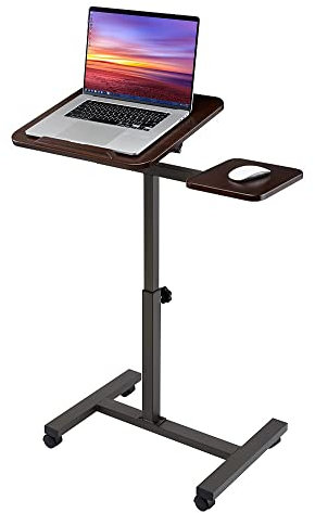 Seville Classics Mobiler Stehpult mit Beistelltisch Laptoptisch, Metall, braun 66 x 40.6 x 101.6 cm